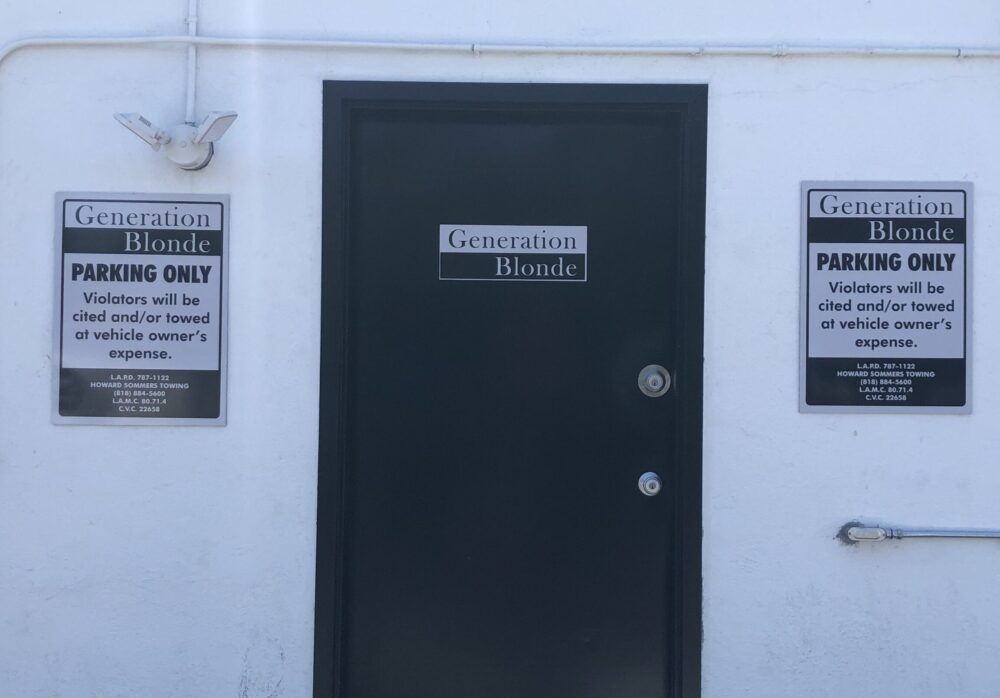 Parking Lot Signs for Generation Blonde in Woodland Hills