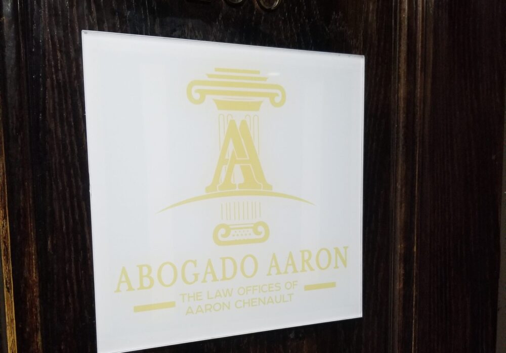 Custom Gold Lobby Sign for Abogado Aaron in Los Angeles