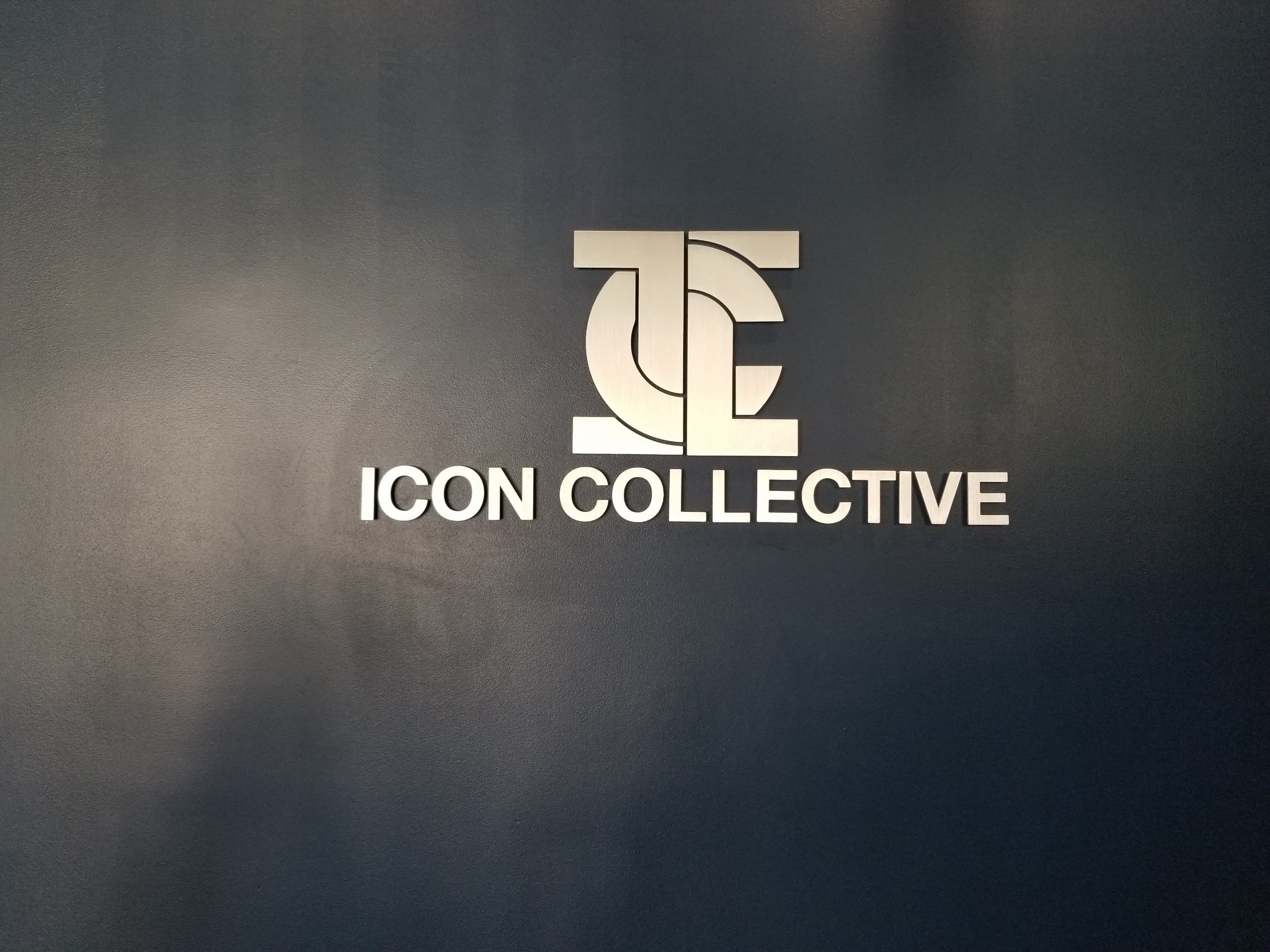 This is our metal school lobby sign for Icon Collective, part of a large outdoor and indoor business sign package we've created for the Burbank school.