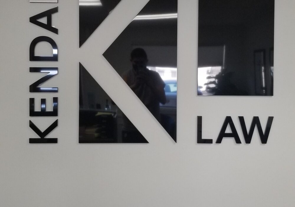 Law Office Lobby Sign for Kendall Law in Torrance