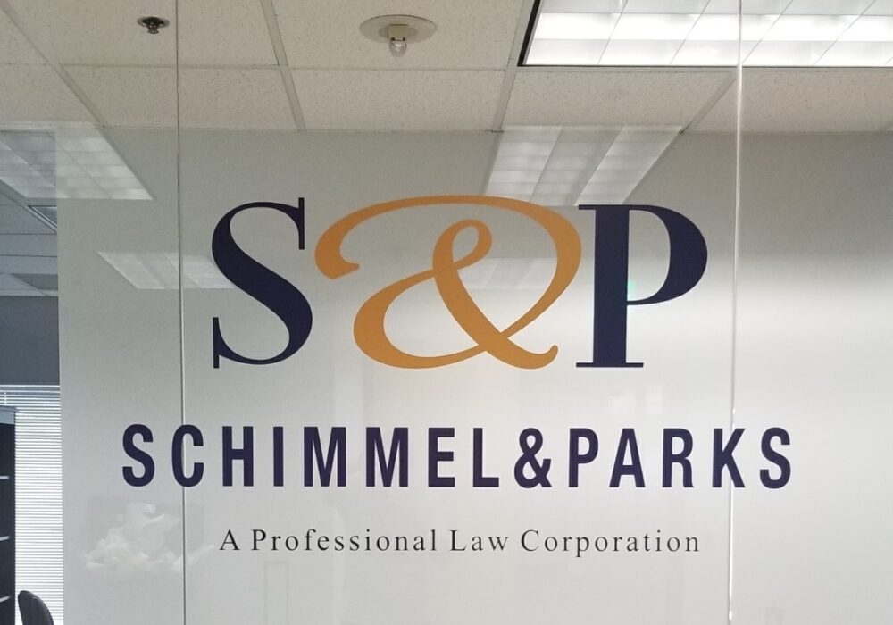 Office Lobby Window Graphics for Schimmel and Parks in Sherman Oaks