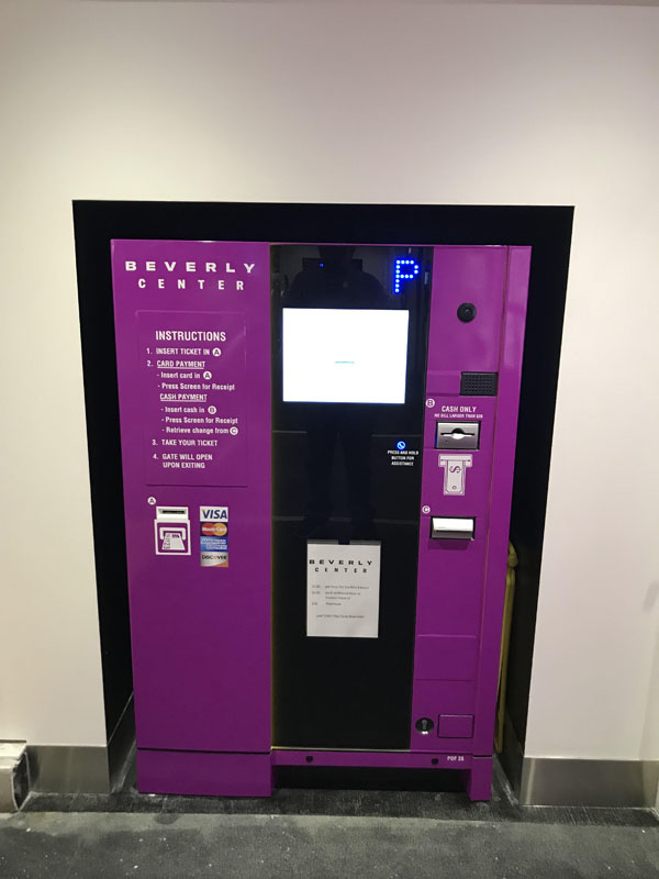 Beverly Center Pay on Foot Kiosks in Full Color Wrap in Purple