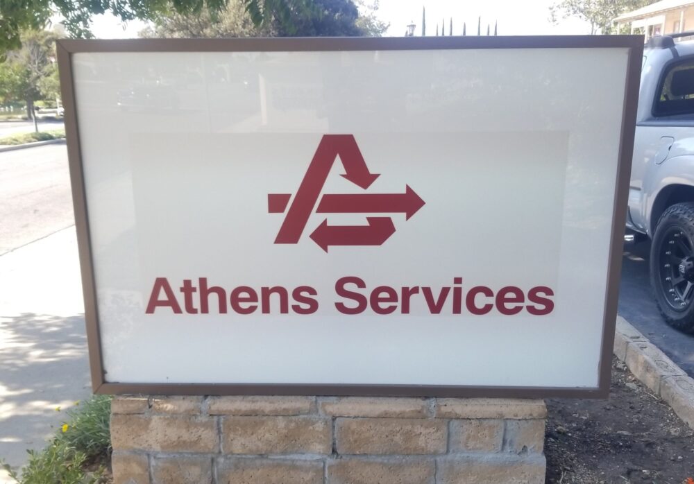Monument Sign Lightbox Insert for Athens Services in Thousand Oaks