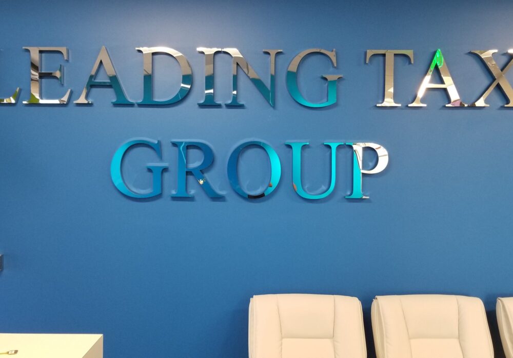 Metal Lobby Sign for Leading Tax Group in Sherman Oaks
