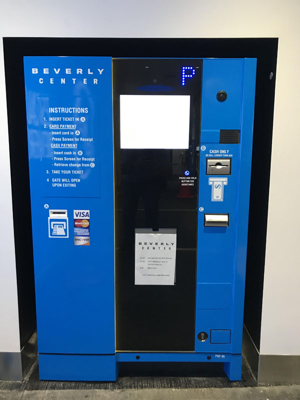 Pay On Foot Kiosk in Full Color Wrap in Blue