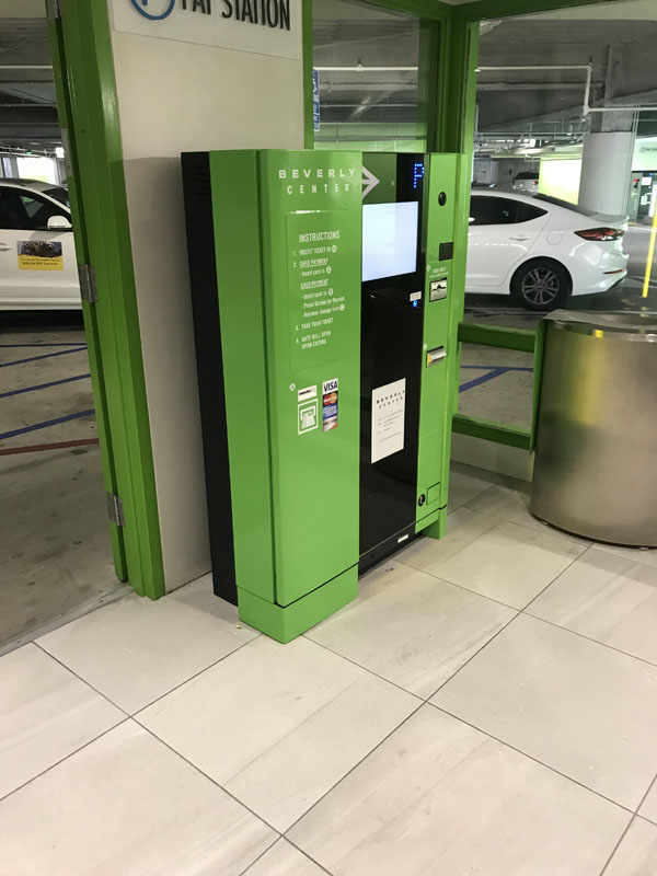 Pay on Foot Kiosk in Full Color change wrap in Green