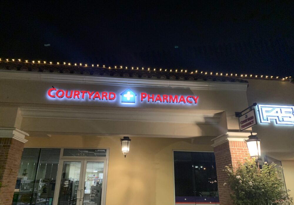 Illuminated Channel Letters for Courtyard Pharmacy in Calabasas
