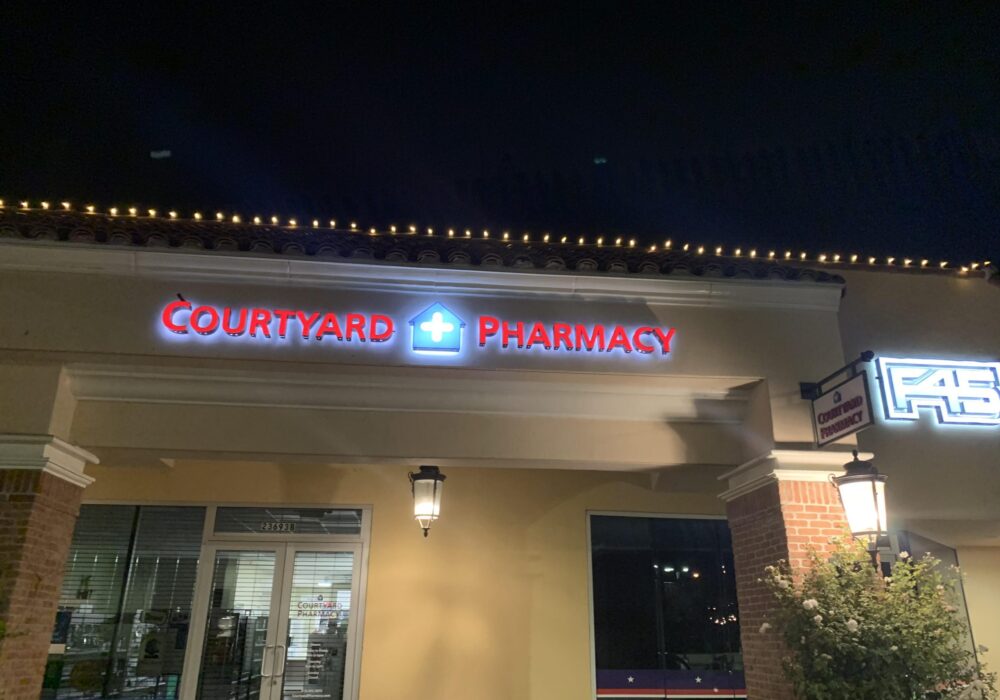 Illuminated Channel Letters for Courtyard Pharmacy in Calabasas