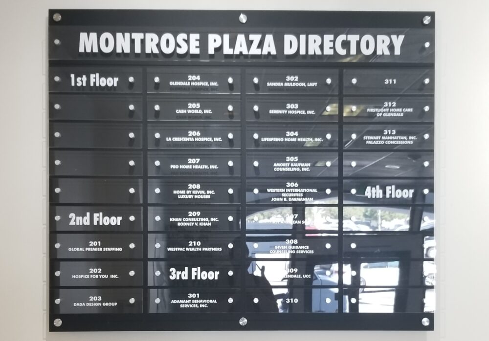 Lobby Directory Sign for Montrose Plaza