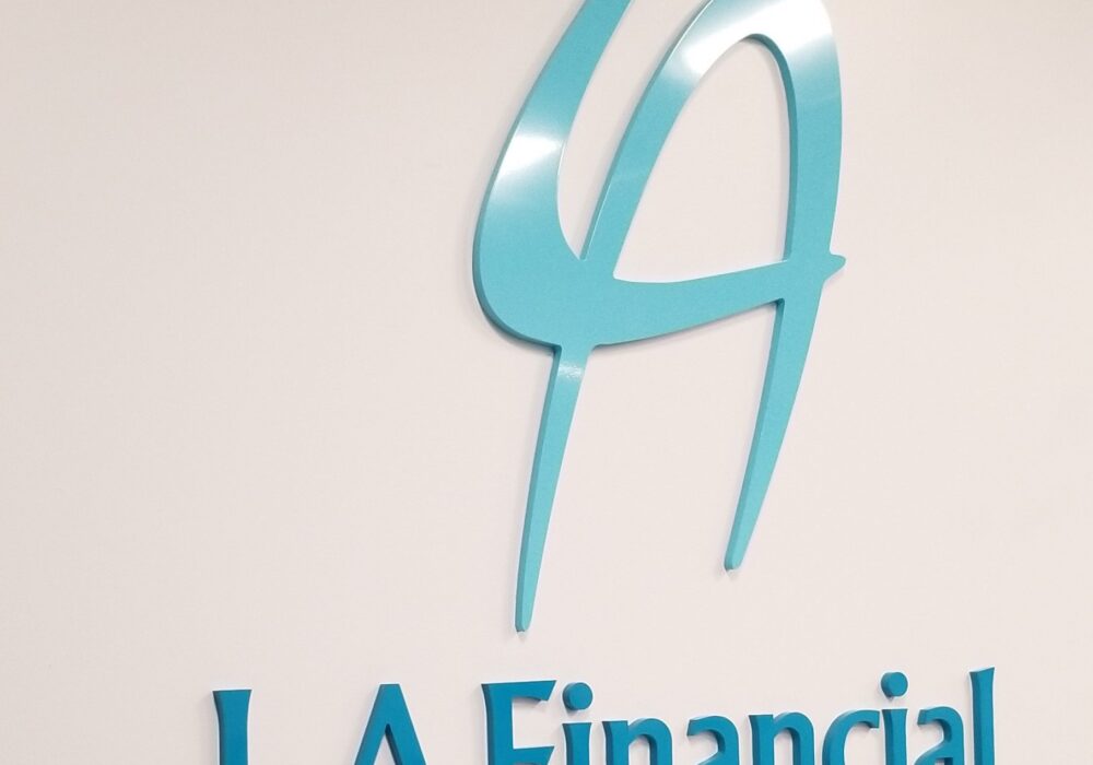 Office Lobby Sign for LA Financial
