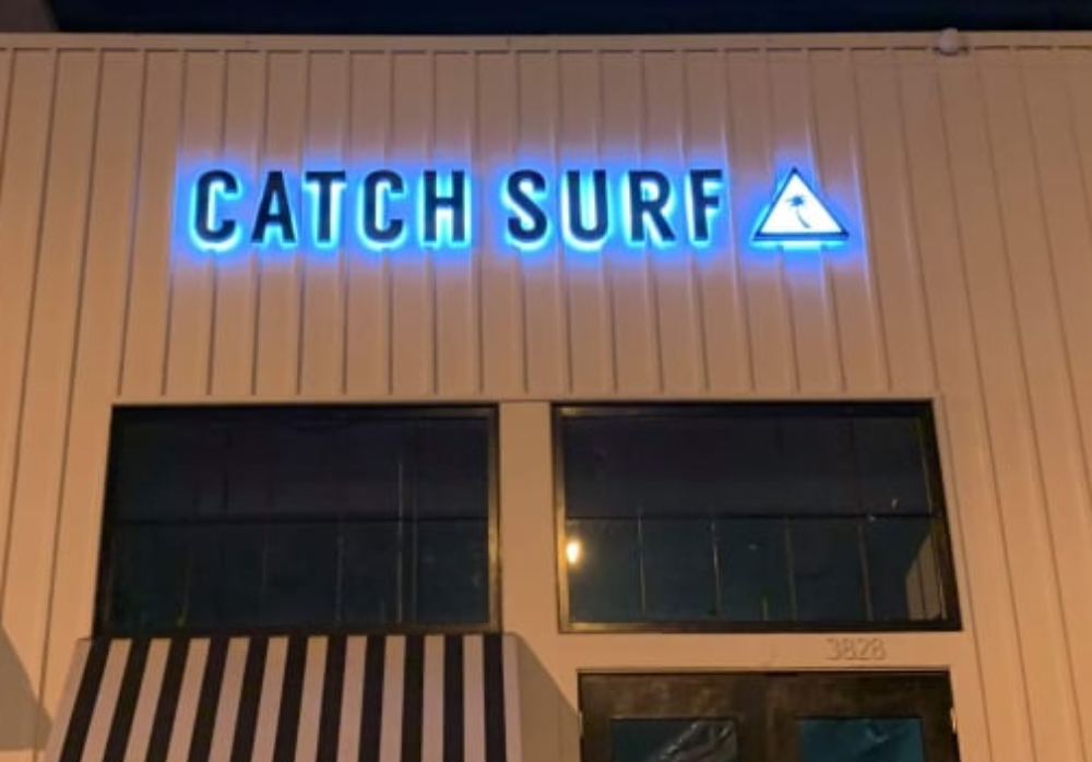 Halo-Lit Channel Letters for Catch Surf in Malibu