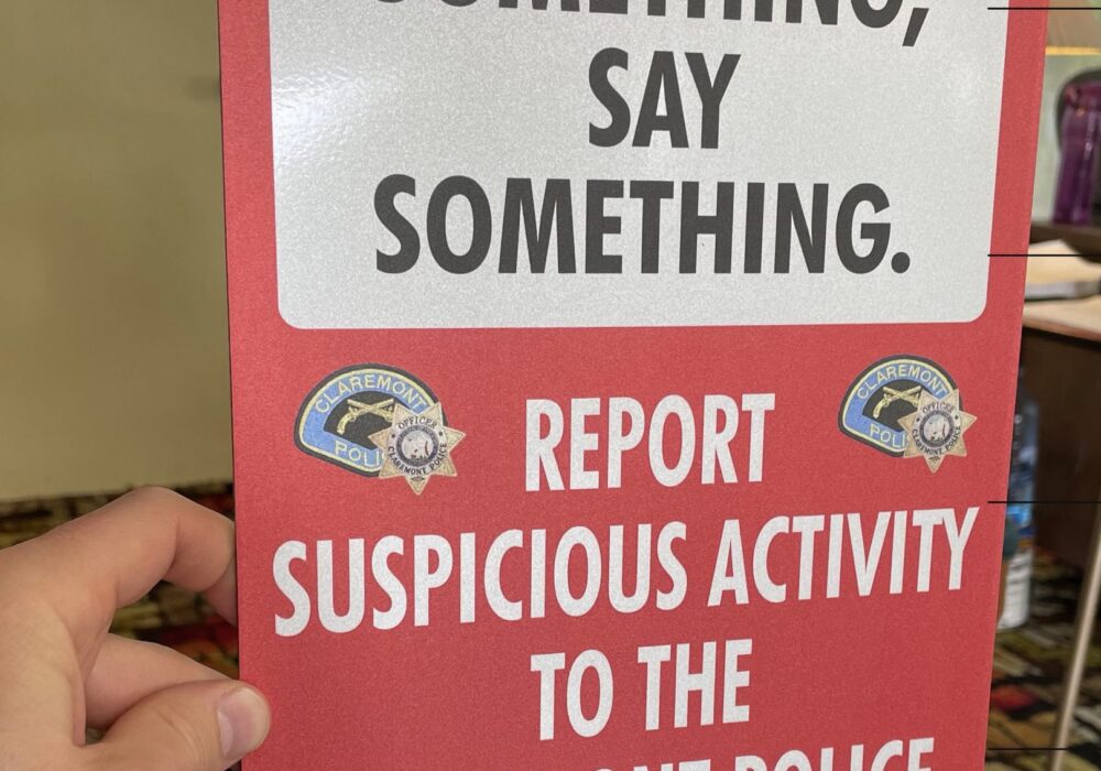 “See Something Say Something” Public Safety Signs for Claremont