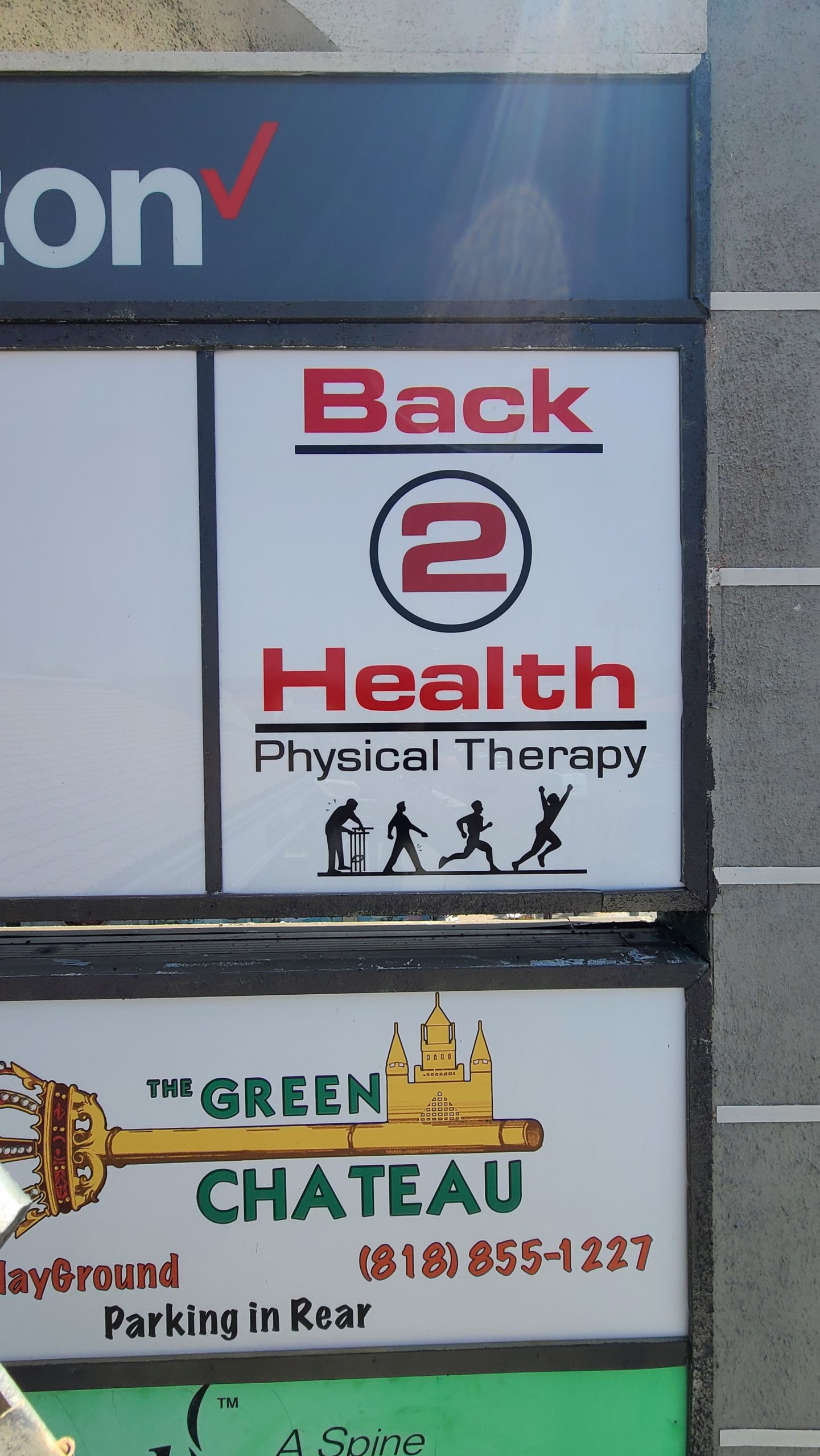 Going high is one surefire way of increasing visibility for your signage, like this business pole sign for Back 2 Health's Encino center.