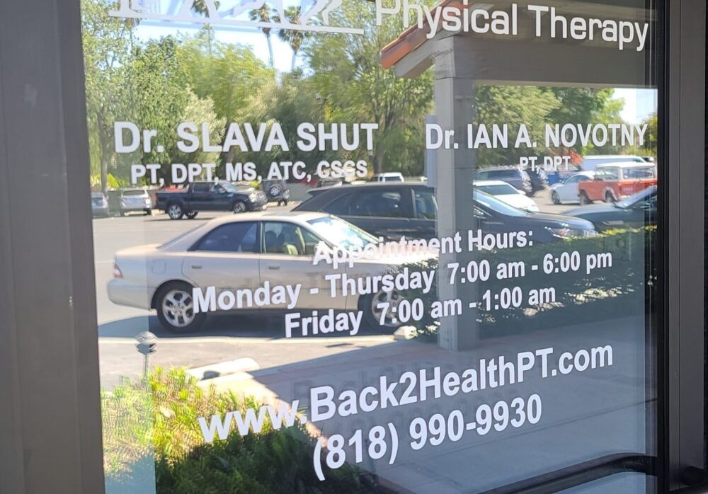Doorway Window Graphics for Back 2 Health in Encino