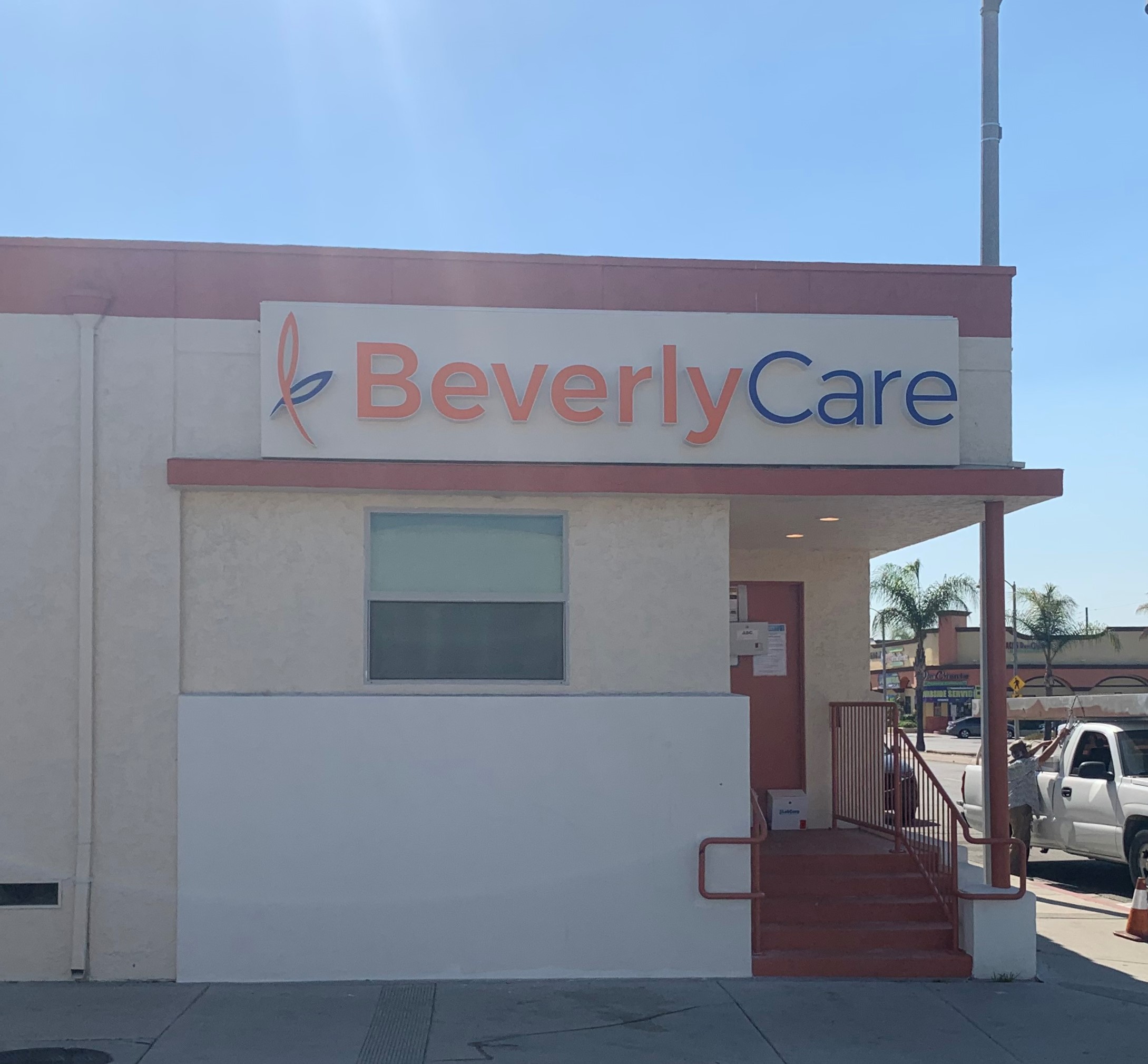 Second set of front lit channel letters for BeverlyCare. This is part of the channel letters sign package for their Montebello location at the Kelpien Center. 