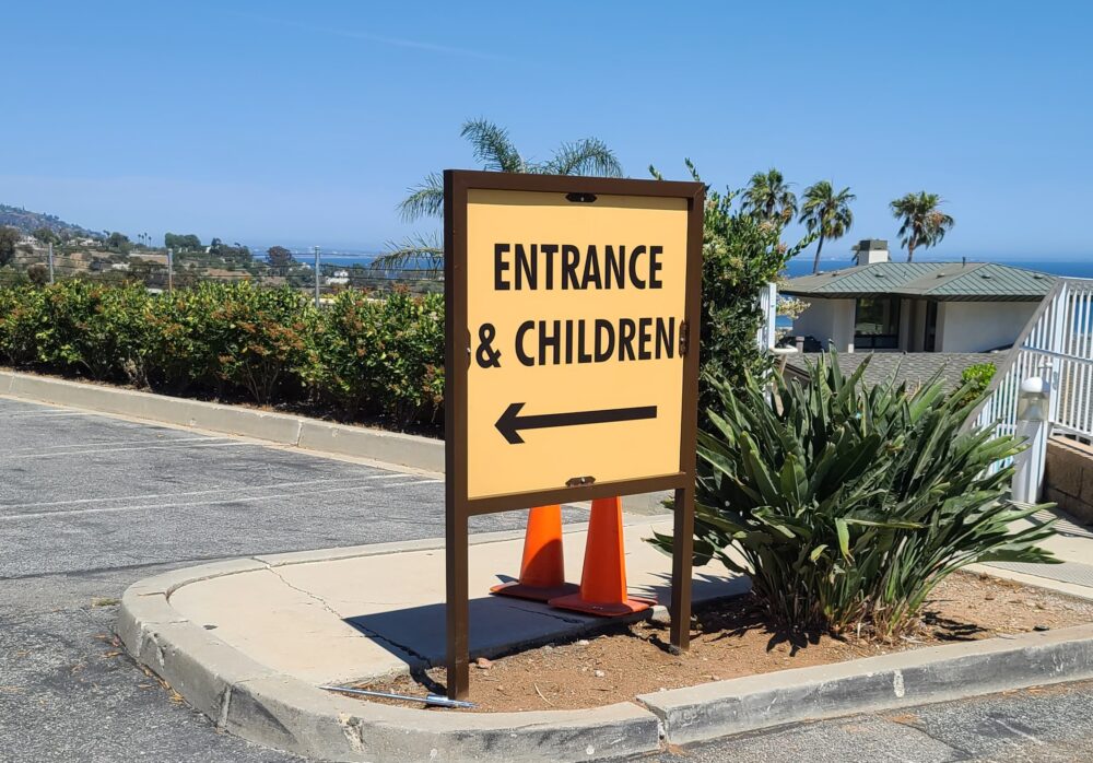 Post and Panel Directional Sign for Malibu Pacific Church