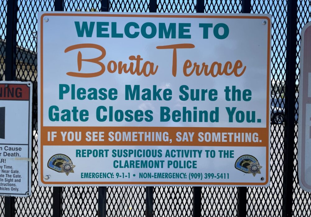 Metal Welcome Sign for Bonita Terrace at Claremont