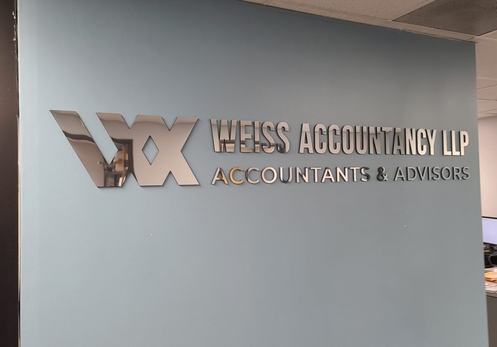 Lobby Sign for Weiss Accountancy in Van Nuys
