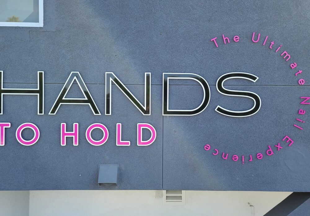 Salon Sign for Hands to Hold in Encino Courtyard