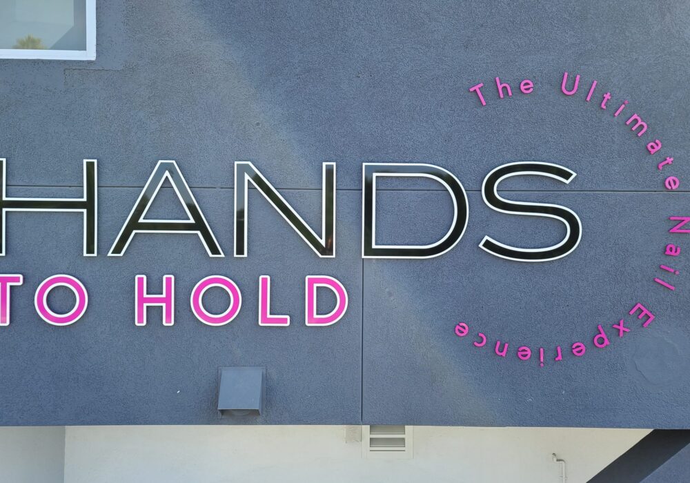 Salon Sign for Hands to Hold in Encino Courtyard