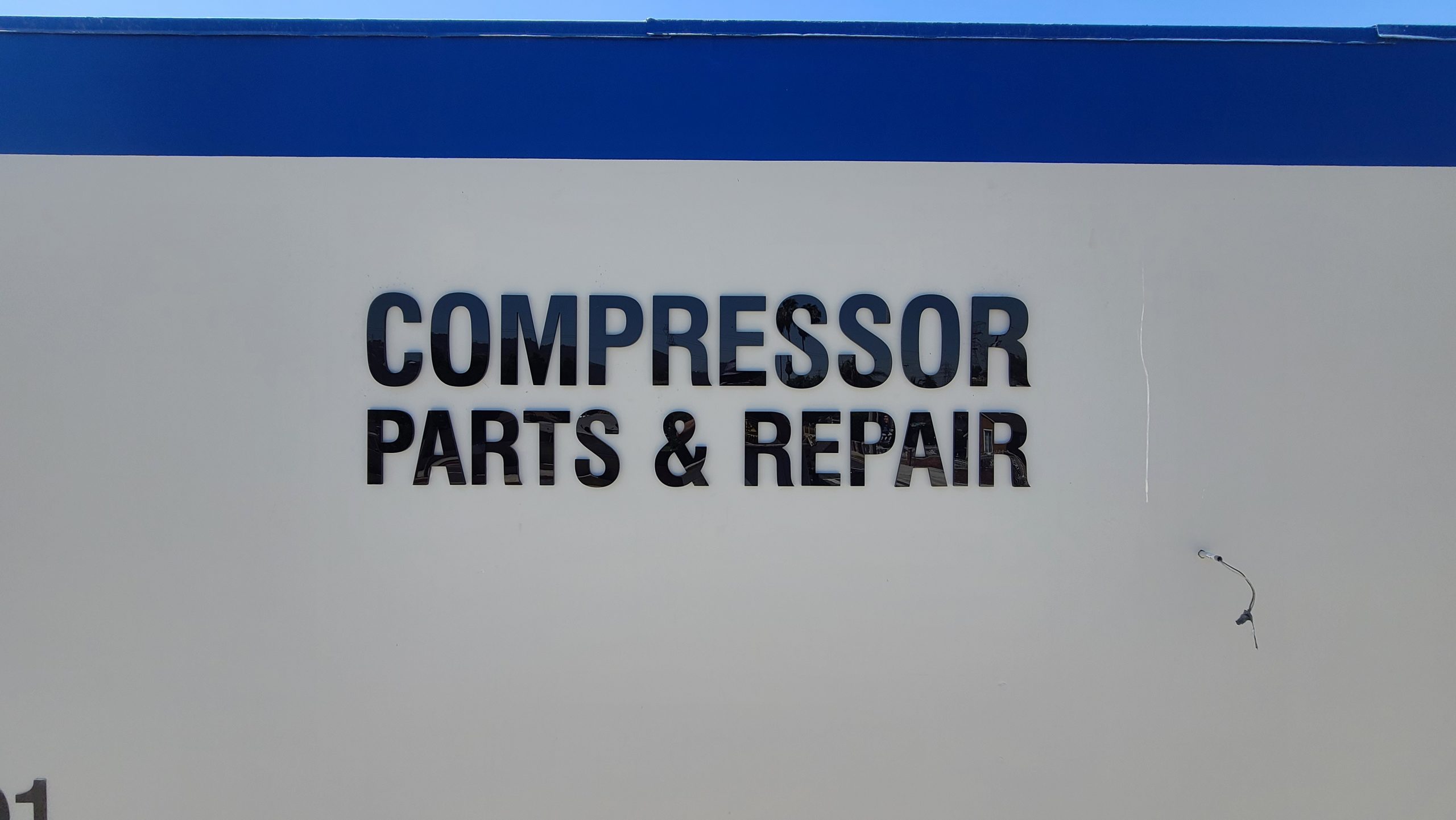 These are black acrylic letters for Compressor Parts and Repair in South El Monte. With their new business sign their establishment can attract more customers.