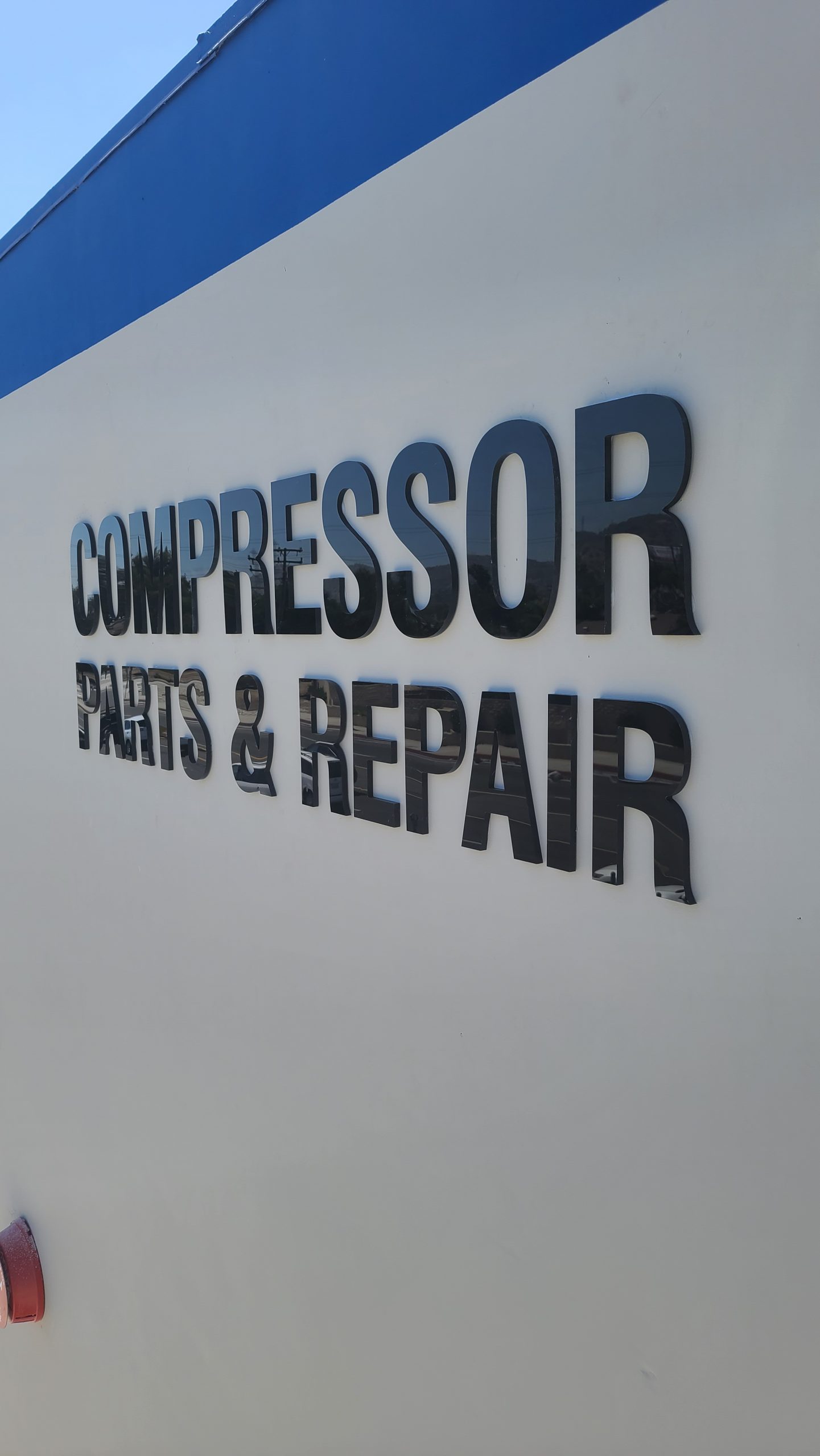 These are black acrylic letters for Compressor Parts and Repair in South El Monte. With their new business sign their establishment can attract more customers.