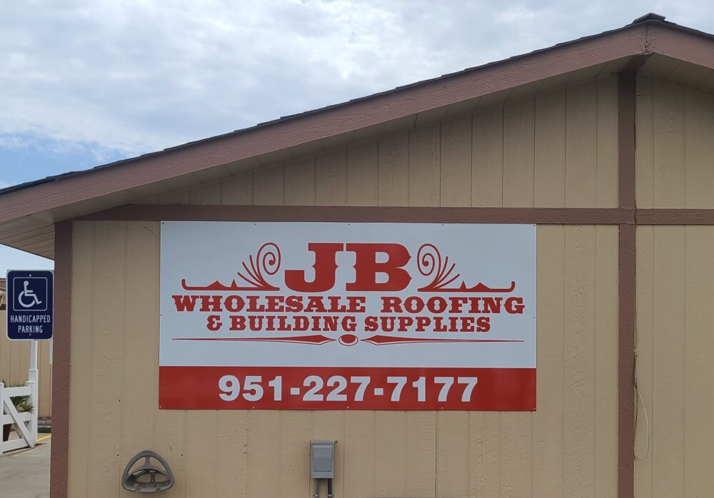 Metal Panel Building Sign for JB Wholesale Roofing in Murrieta