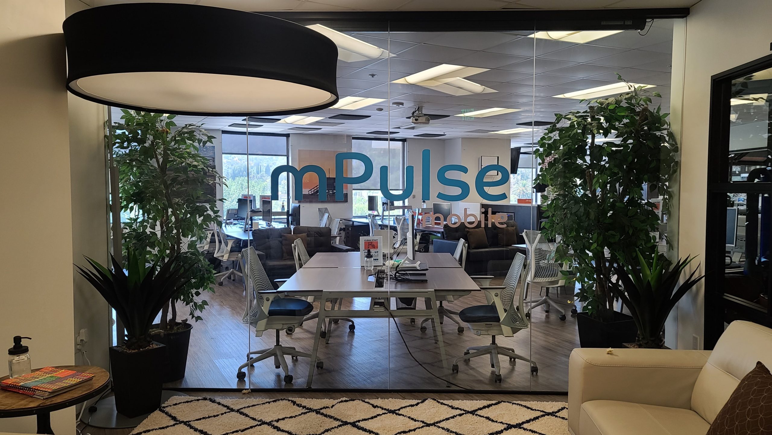More from our office sign package for mPulse Mobile. These office window graphics enhance their Encino workplace, adding to its sleek and stylish appearance.