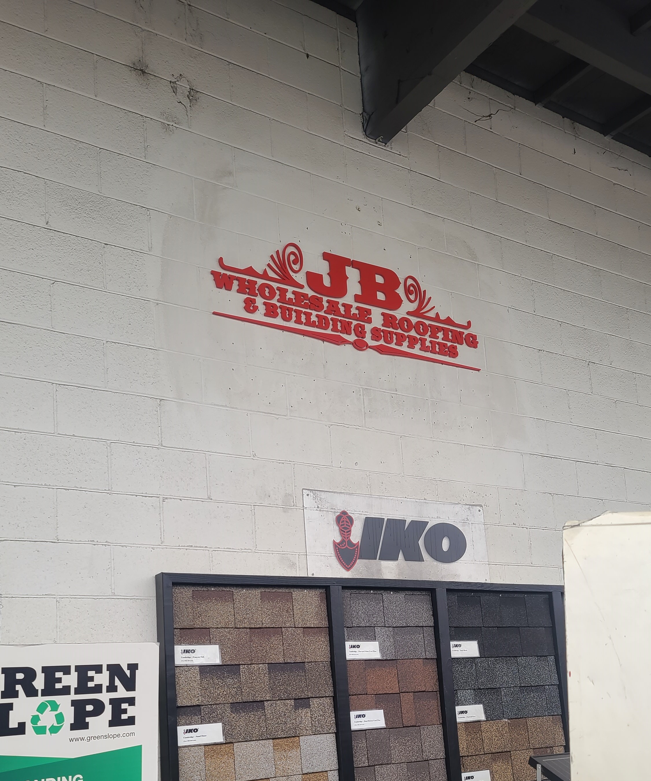 These are the maxmetal 3D letters sign we fabricated and installed for JB Wholesale Roofing & Building Supplies' Azusa location.