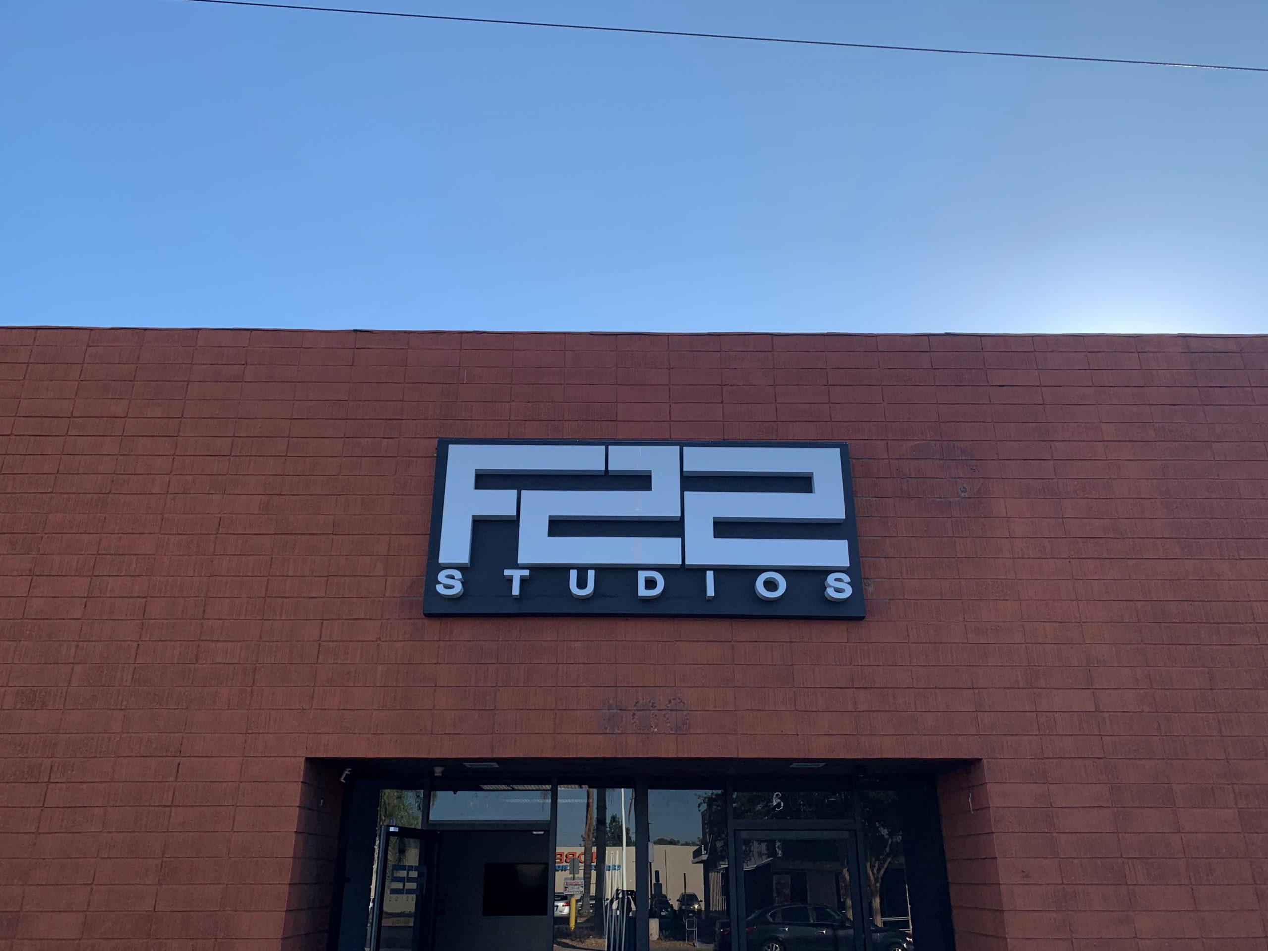 Businesses in the film industry need impressive signage, such as these building channel letters we made for F22 Studios' Burbank branch.