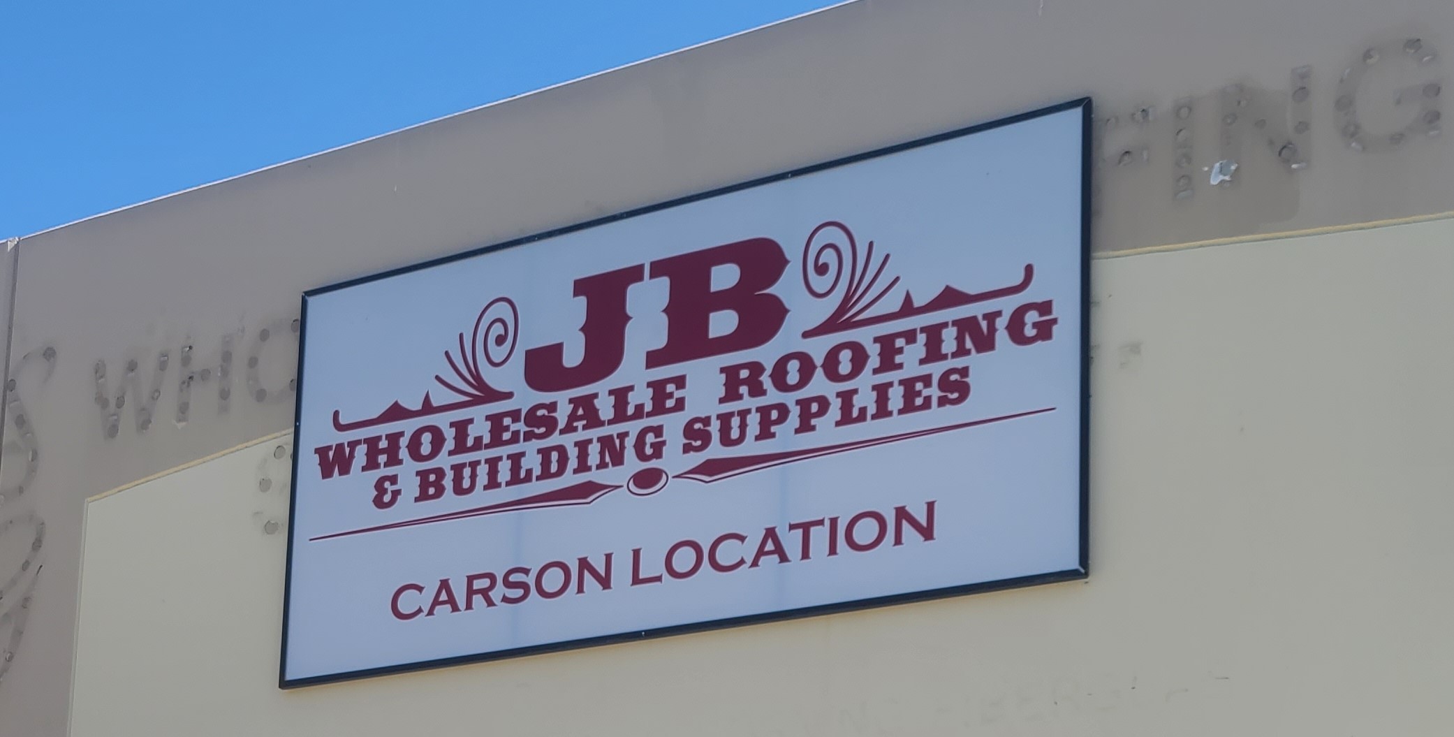 Our sign package for JB Wholesale Roofing & Building Supplies spans multiple locations and sign types. This one is for their Carson branch. It includes lexan with print building signs as well as maxmetal information and directional signs.