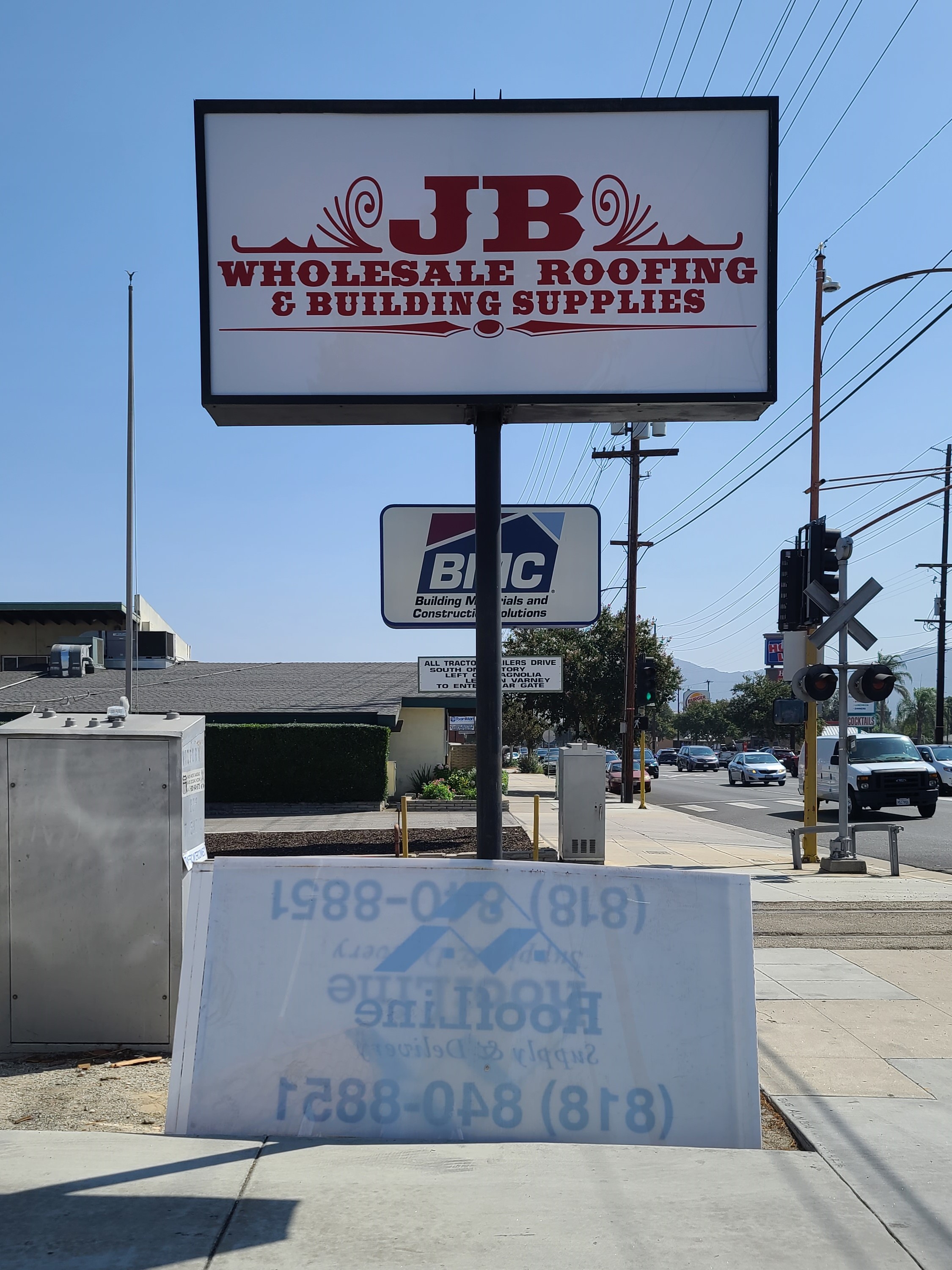 More from our extensive sign package for JB Wholesale Roofing & Building Supplies, this time it's lexan print light box sign inserts for their Burbank branch.