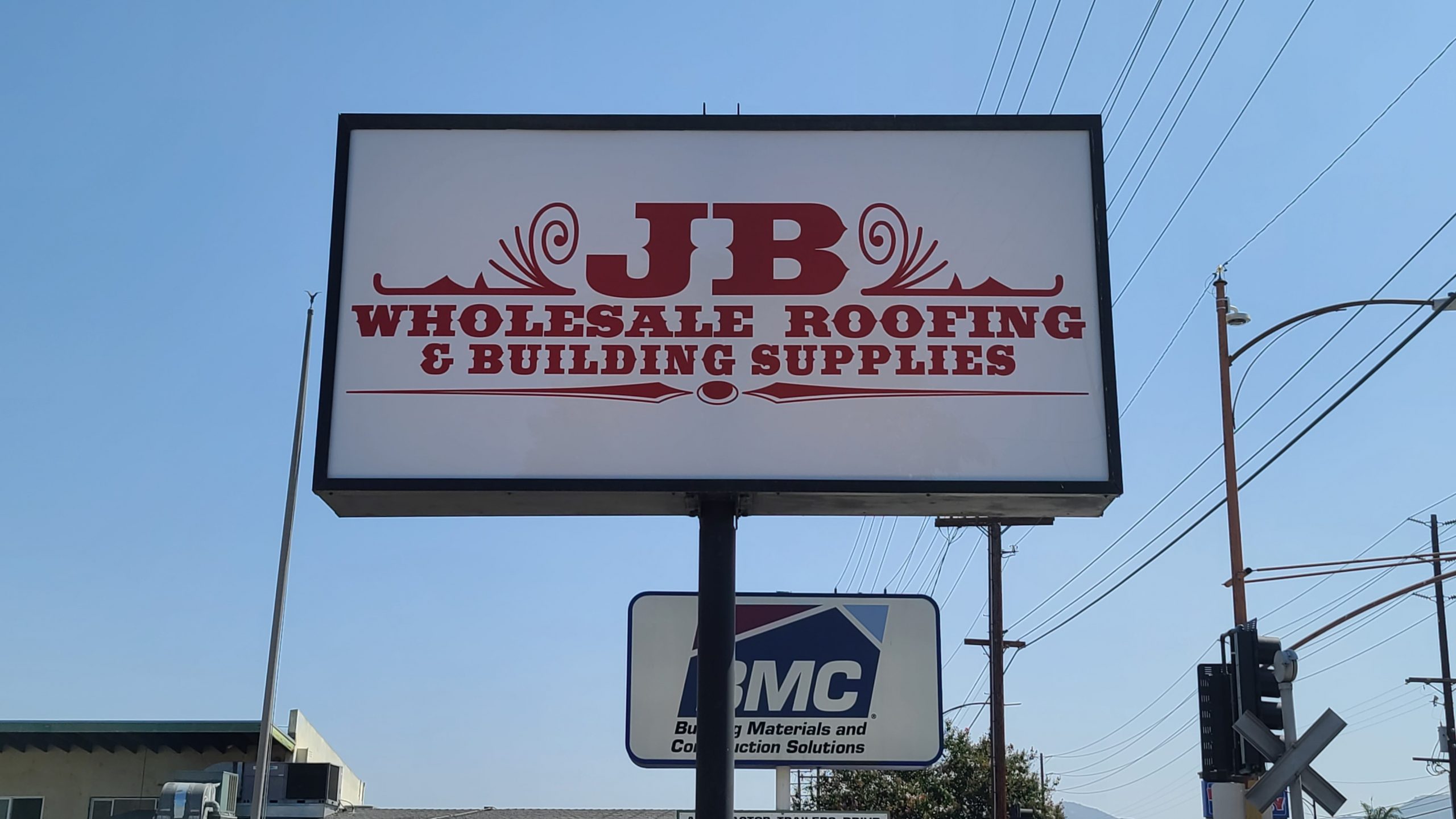 More from our extensive sign package for JB Wholesale Roofing & Building Supplies, this time it's lexan print light box sign inserts for their Burbank branch.