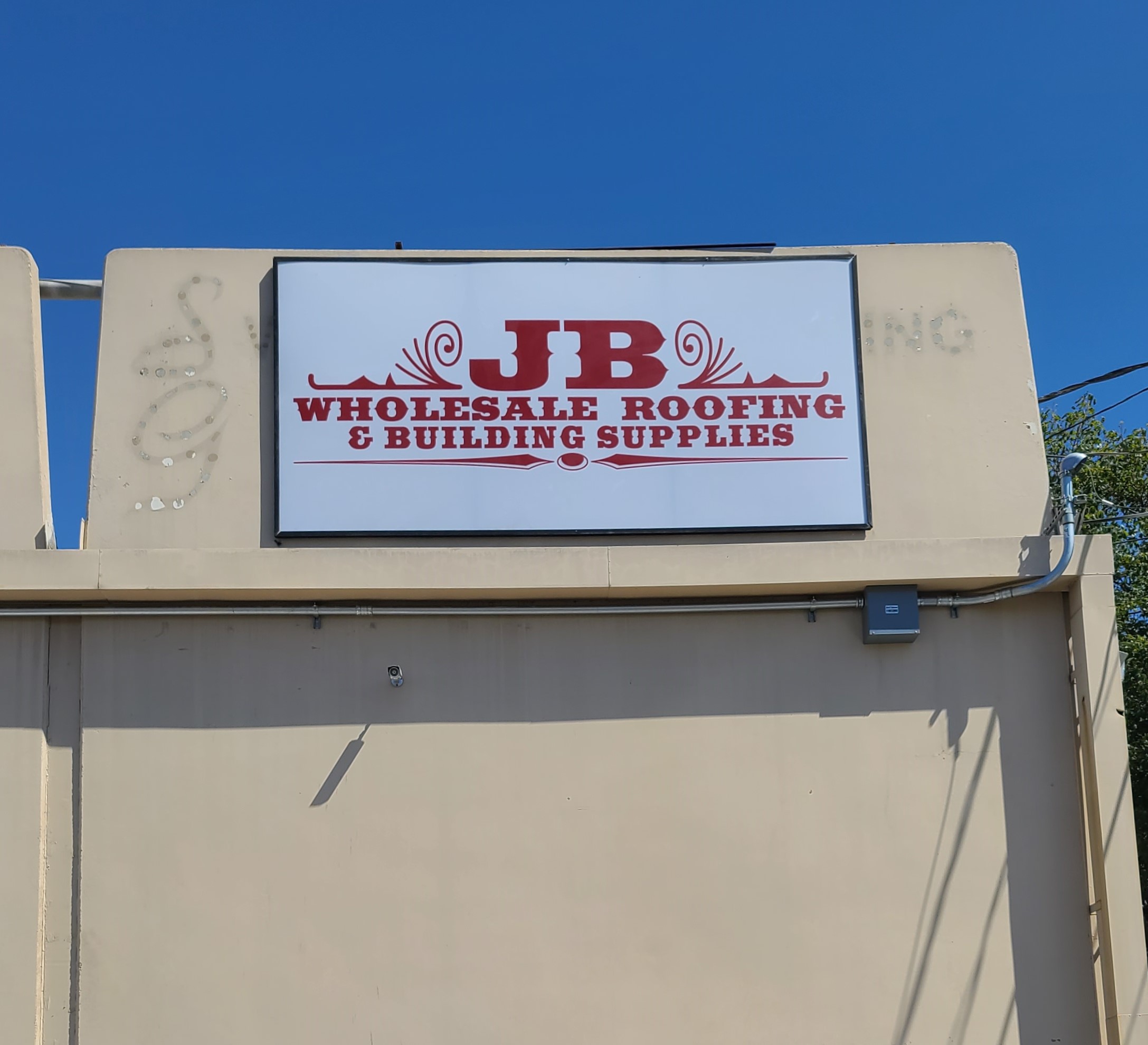 This is the building sign package we provided for JB Wholesale Roofing & Building Supplies branch.