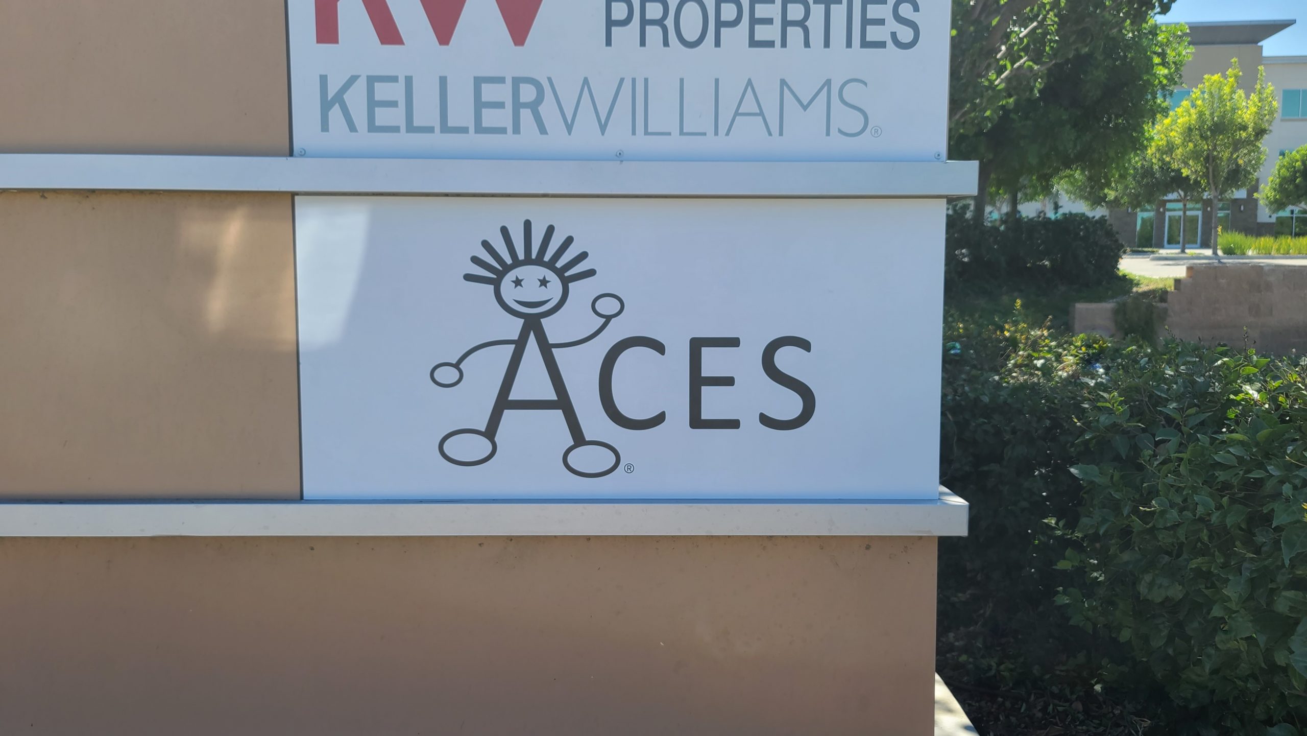 This is the ACES monument sign insert we made for their branch in Pomona. With this they have added their brand to the existing monument sign structure.