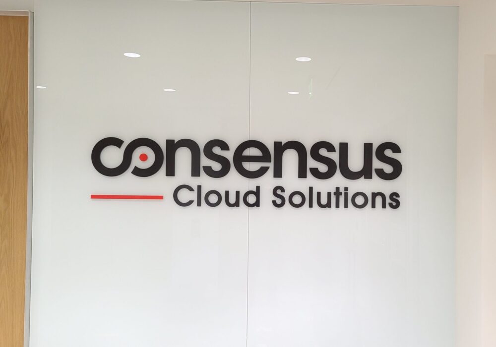 Lobby Sign for Consensus Cloud Solutions in Los Angeles