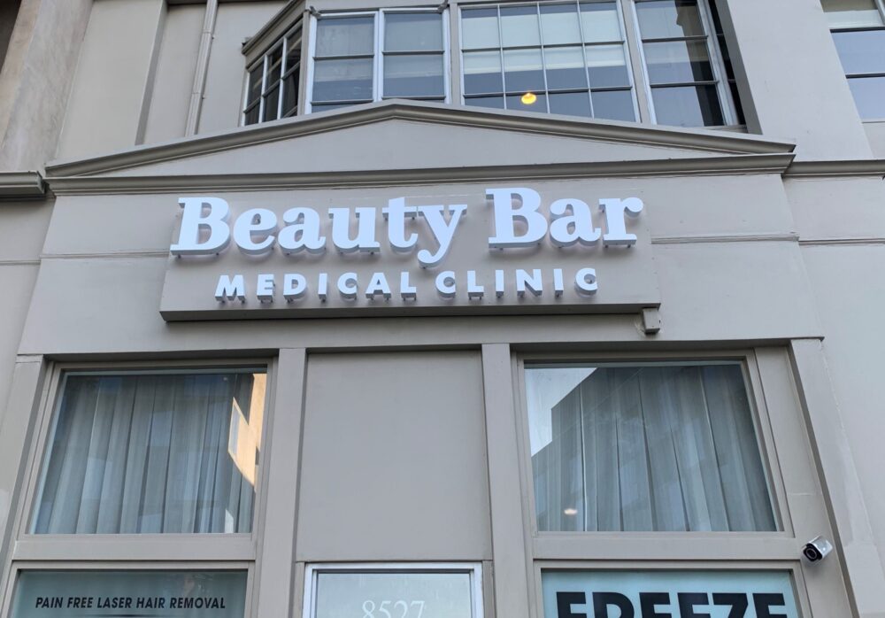 Backlit Channel Letters for Beauty Bar Medical Clinic in West Hollywood