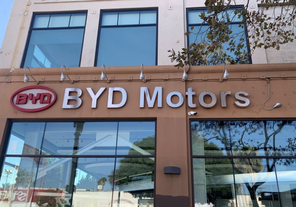 Steel Dimensional Letters for BYD Motors Inc in Los Angeles