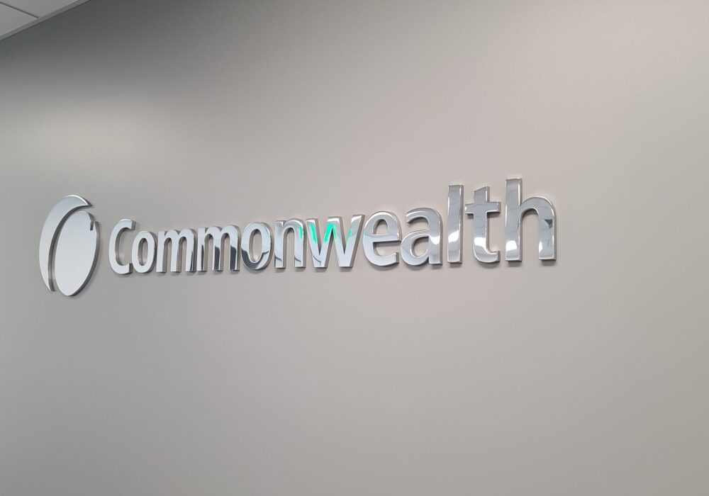 Metal Lobby Sign for Commonwealth Land Title Insurance Company in Los Angeles