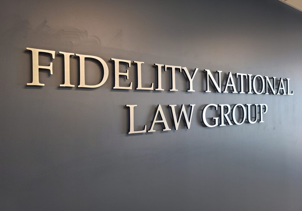Office Lobby Sign for Fidelity National Law Group in Los Angeles