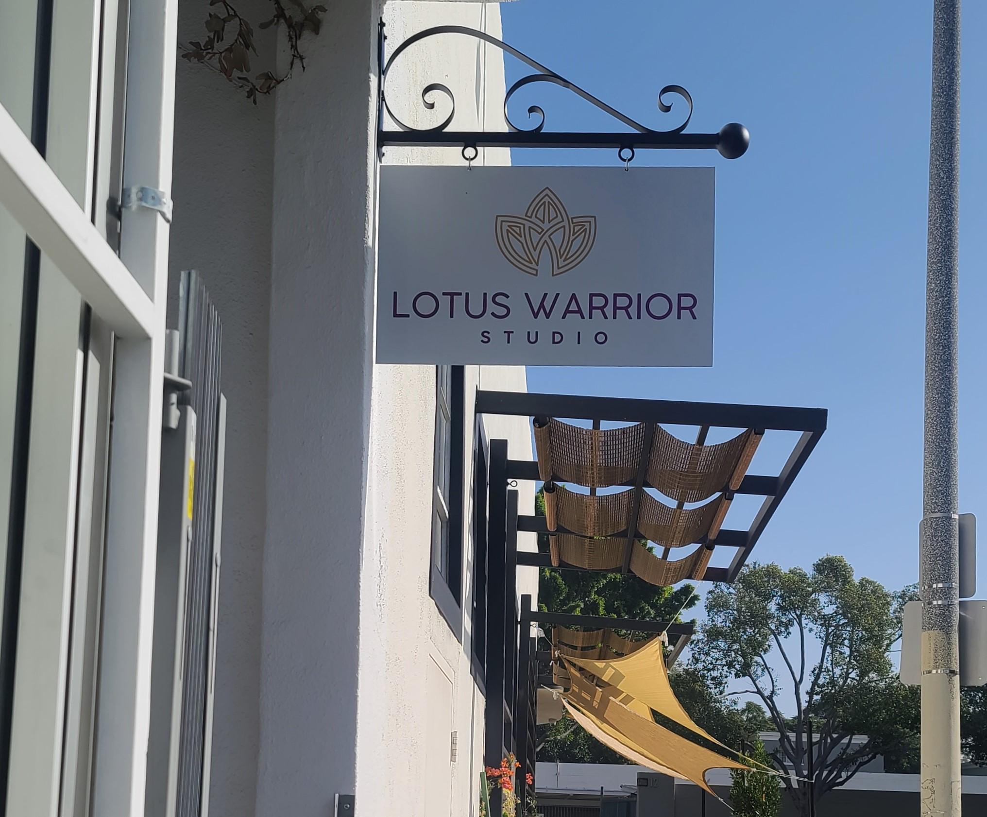 This is the blade sign we fabricated and installed for Lotus Warrior's Los Angeles yoga studio, it compliments the Dibond building sign we also made for them.