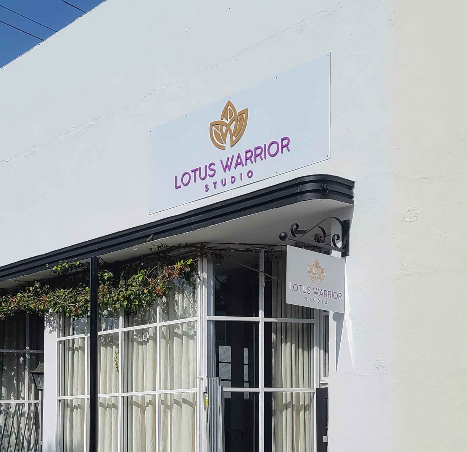 This is the Dibond building sign we fabricated and installed for Lotus Warrior in Los Angeles.