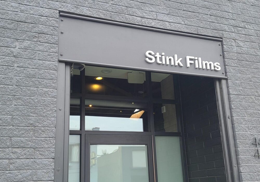 Metal Letters Entrance Sign for Stink Films in Los Angeles