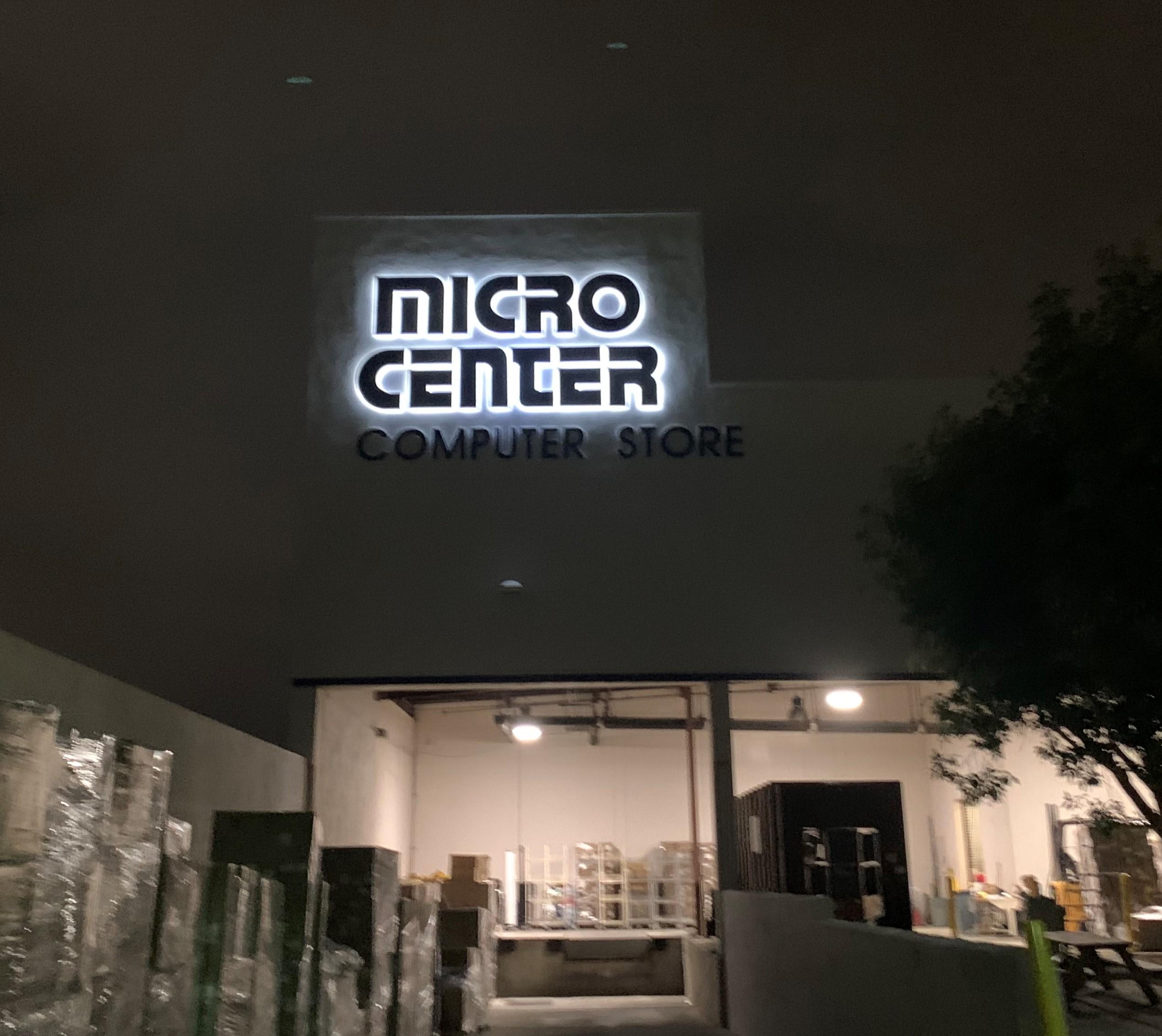 This is the LED sign retrofit we did for Micro Center's Tustin location. A computer store needs eye-catching and modern-looking signage to attract customers.