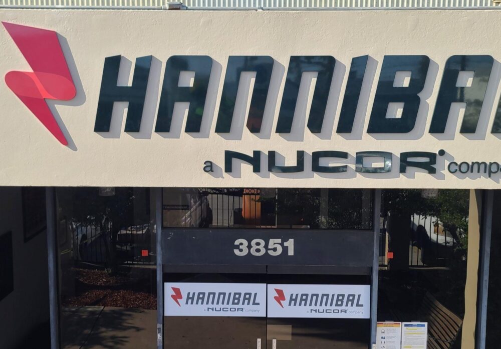Acrylic Letters and Glass Door Graphics Entrance Signs for Hannibal Nucor in Vernon