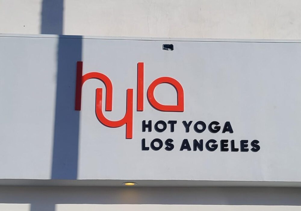 Acrylic Letters Building Sign for Hot Yoga Los Angeles in Manhattan Beach