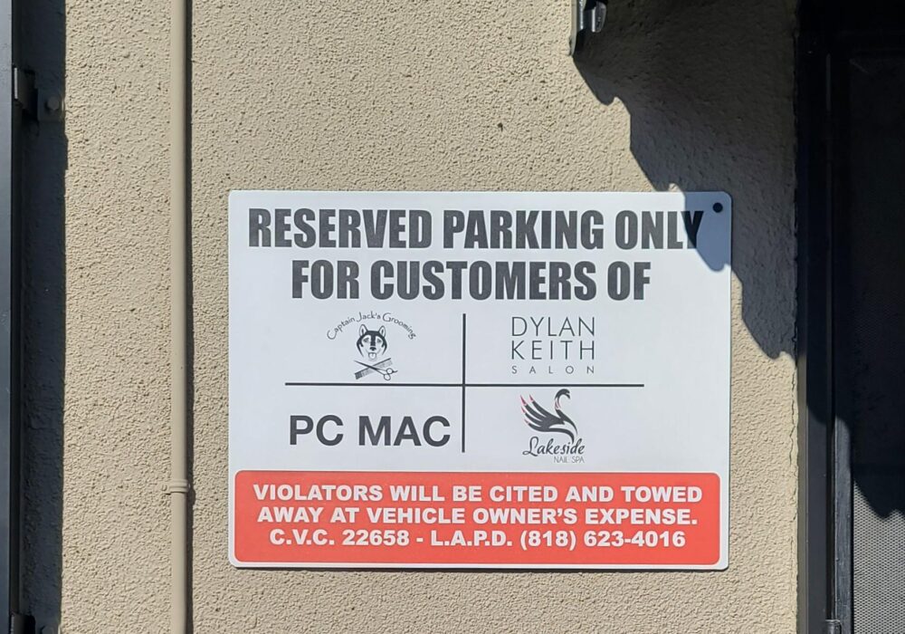 Maxmetal Parking Lot Signs for Marc Bloom in Toluca Lake