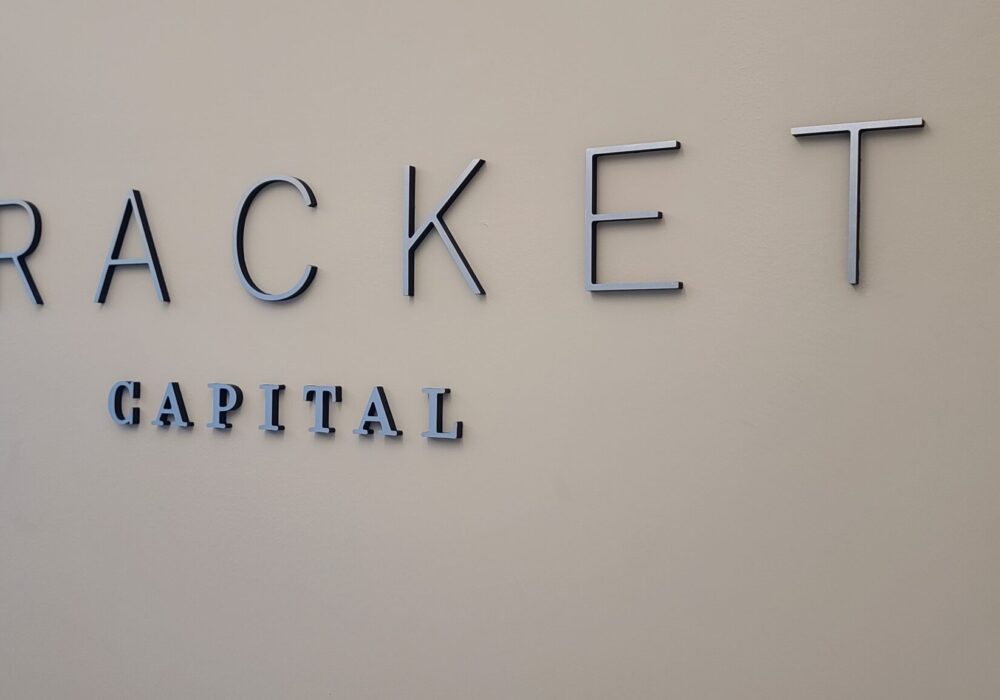 Acrylic Lobby Sign for Bracket Capital in Los Angeles
