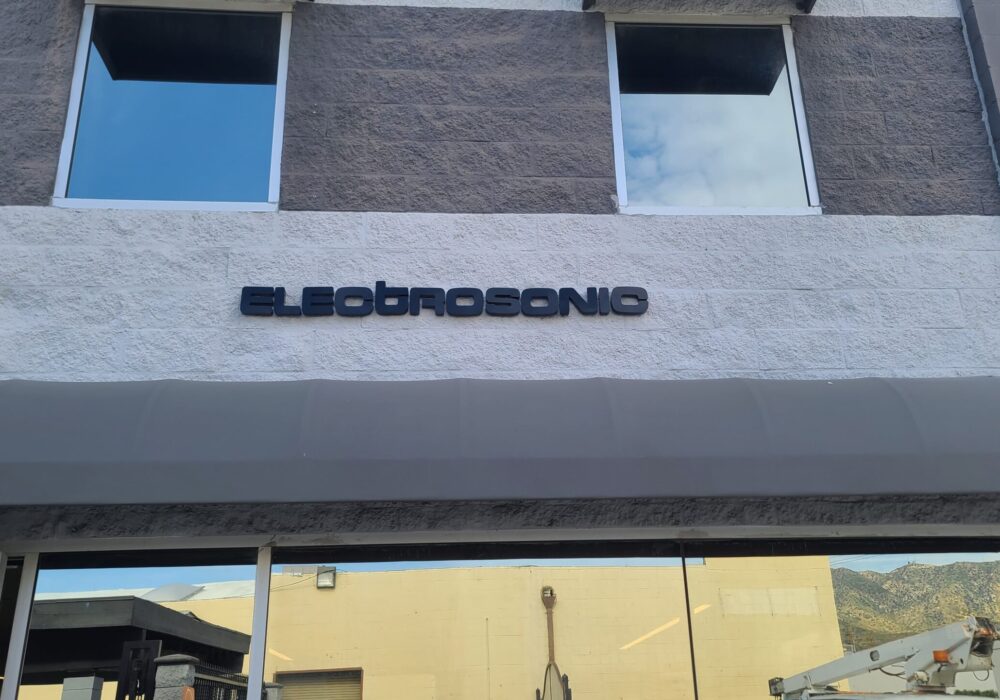 Black Stainless Steel Building Signs for Electrosonic in Burbank