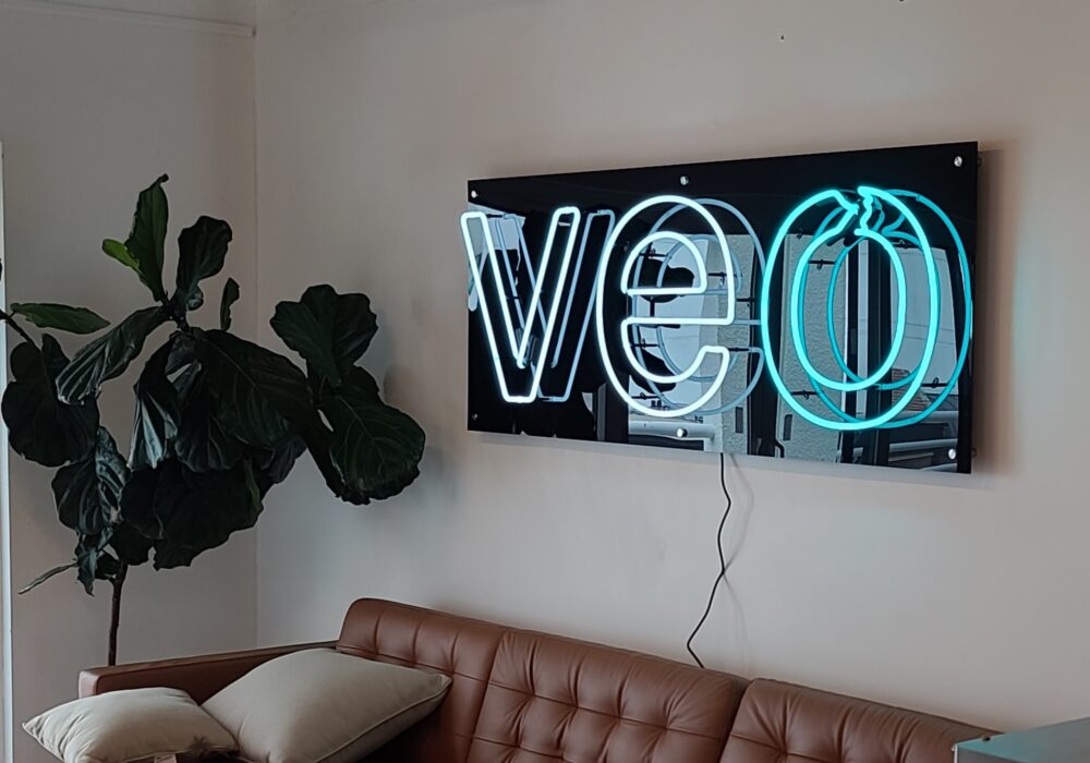 Neon Lobby Sign for Veo in Santa Monica